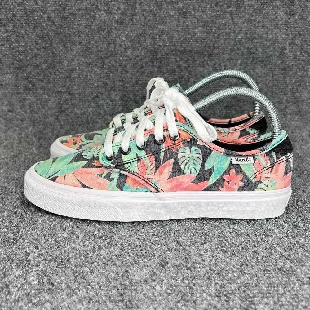 Vans Shoes Womens Size 8 Red Green Black Floral Print Low Athletic Skate Sneakes